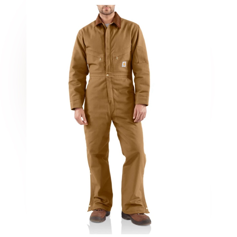 Carhartt Men’s Quilt Lined Duck Coveralls, Front Zip, Regular Brown